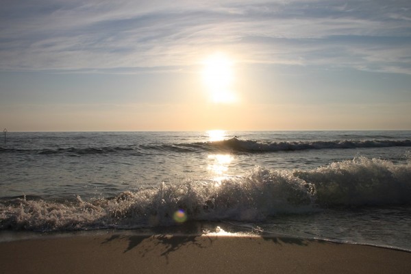 Sicht auf den Strand am Abend
